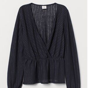 H&M Black Wrapover Top – Size XL